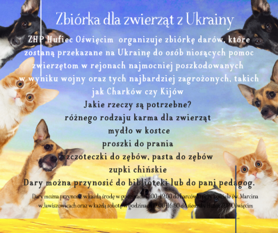 Zbiórka dla zwierząt z Ukrainy.
